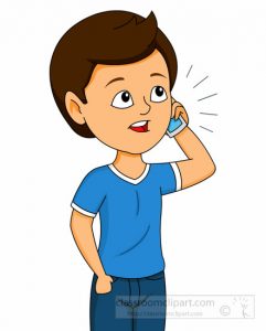 Boy Talking On Mobile Cell Phone Clipart